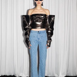 Jean Radiant en denim et cristaux