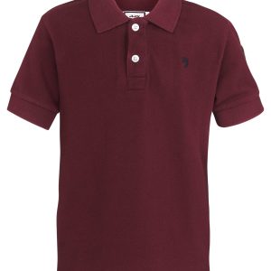 Polo Essentials enfant unisexe bordeaux coupe droite en coton