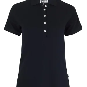Polo Essentials femme noir carbone coupe droite en coton