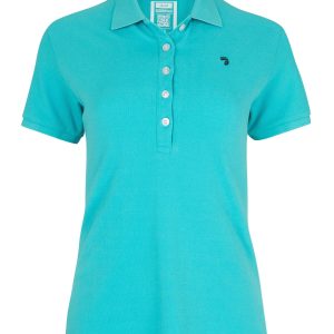 Polo Essentials femme bleu clair coupe droite en coton