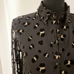 Chemisier voile noir léopard