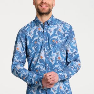Chemise homme manches longues imprimé feuilles
