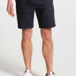 Short homme bleu en coton taille élastiquée avec cordon