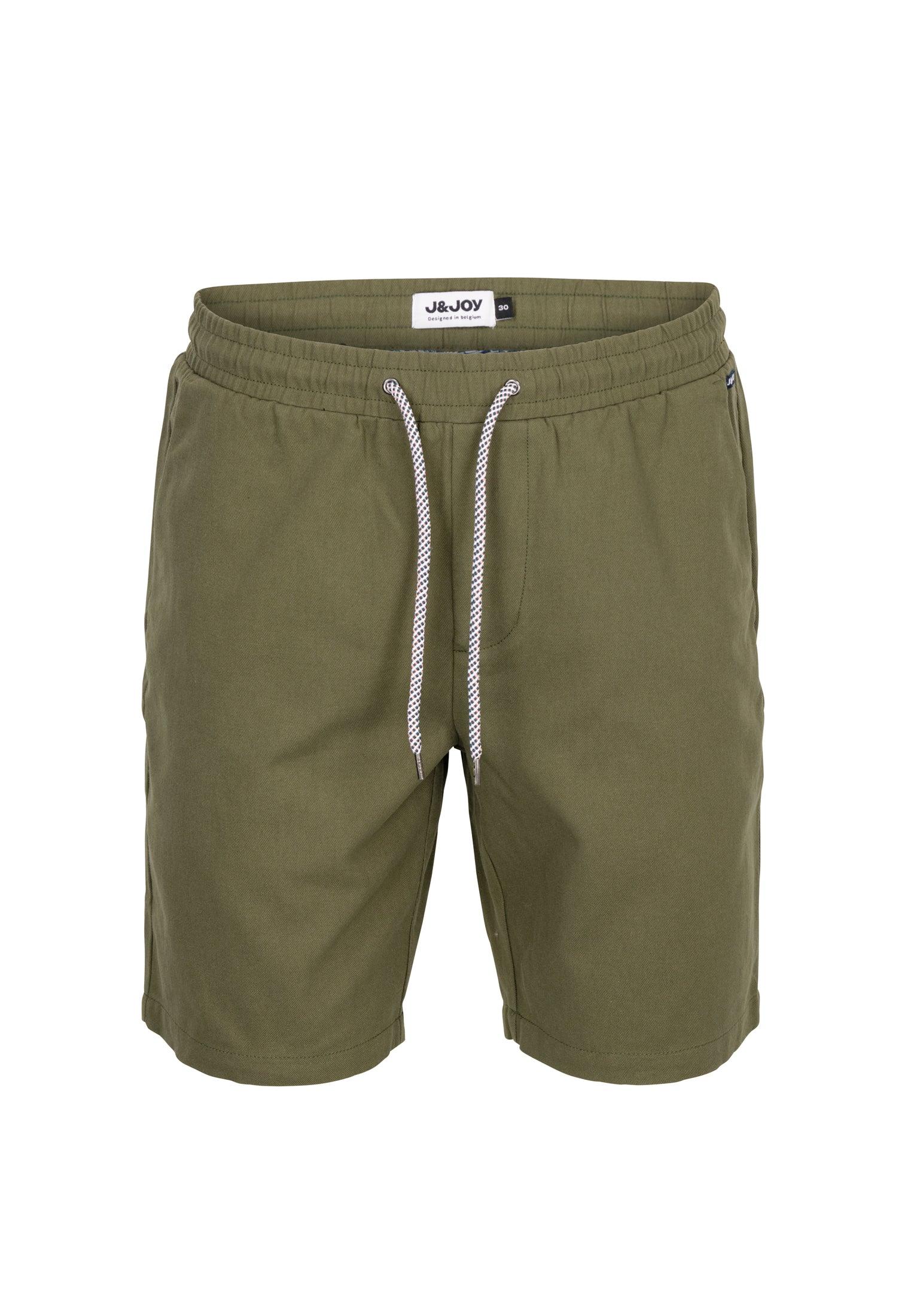 Short homme kaki en coton taille élastiquée avec cordon – Image 4