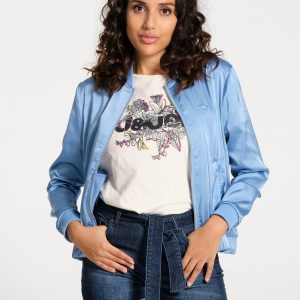 Sweatshirt femme bleu clair uni style bomber