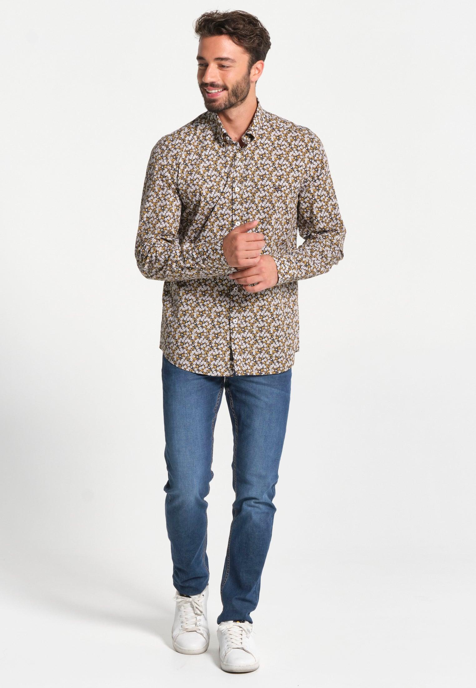Chemise homme avec imprimé floral beige – Image 2