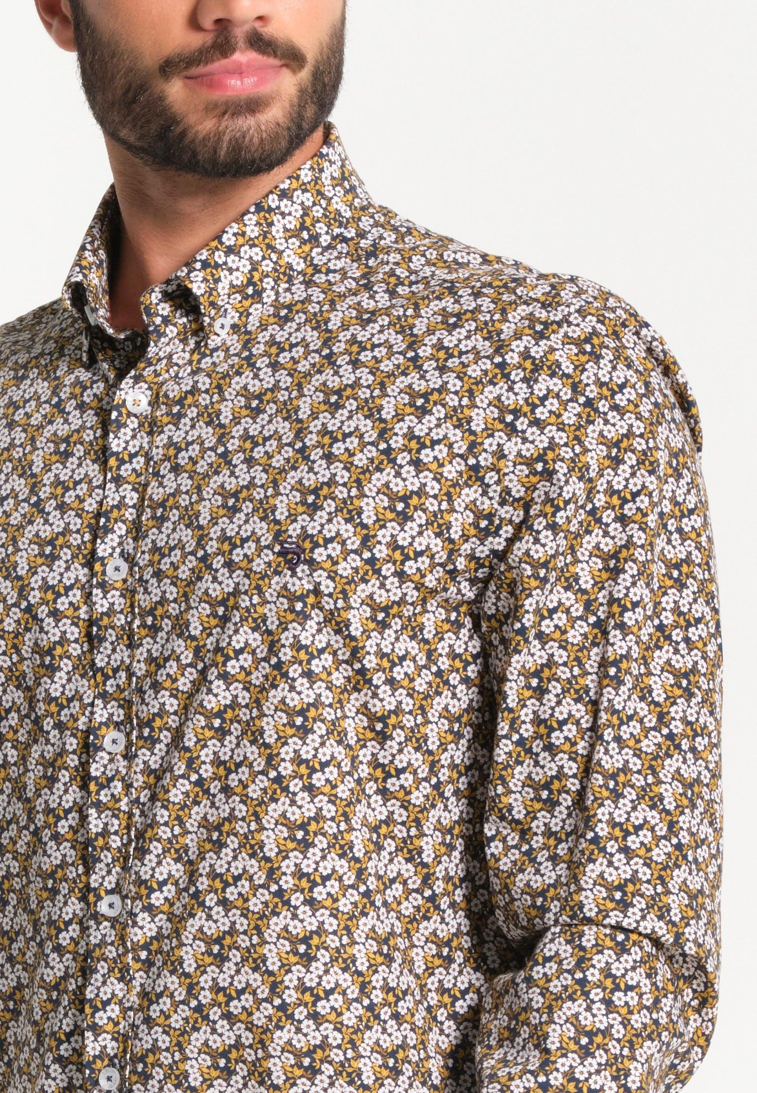 Chemise homme avec imprimé floral beige – Image 5