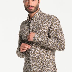 Chemise homme avec imprimé floral beige