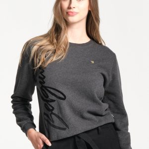 Sweatshirt femme noir col ras du cou avec logo Belgium