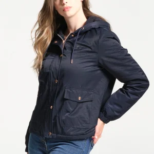 Veste femme bleu marine avec poches boutonnées