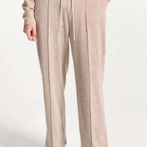 Pantalon femme évasé beige