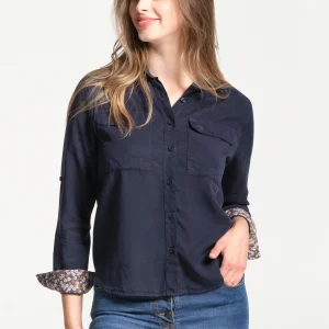 Chemisier femme coupe droite avec poches poitrine
