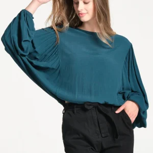 Chemisier femme bleu avec manches larges