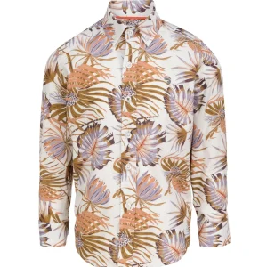 Chemise garçon blanche avec imprimé feuilles