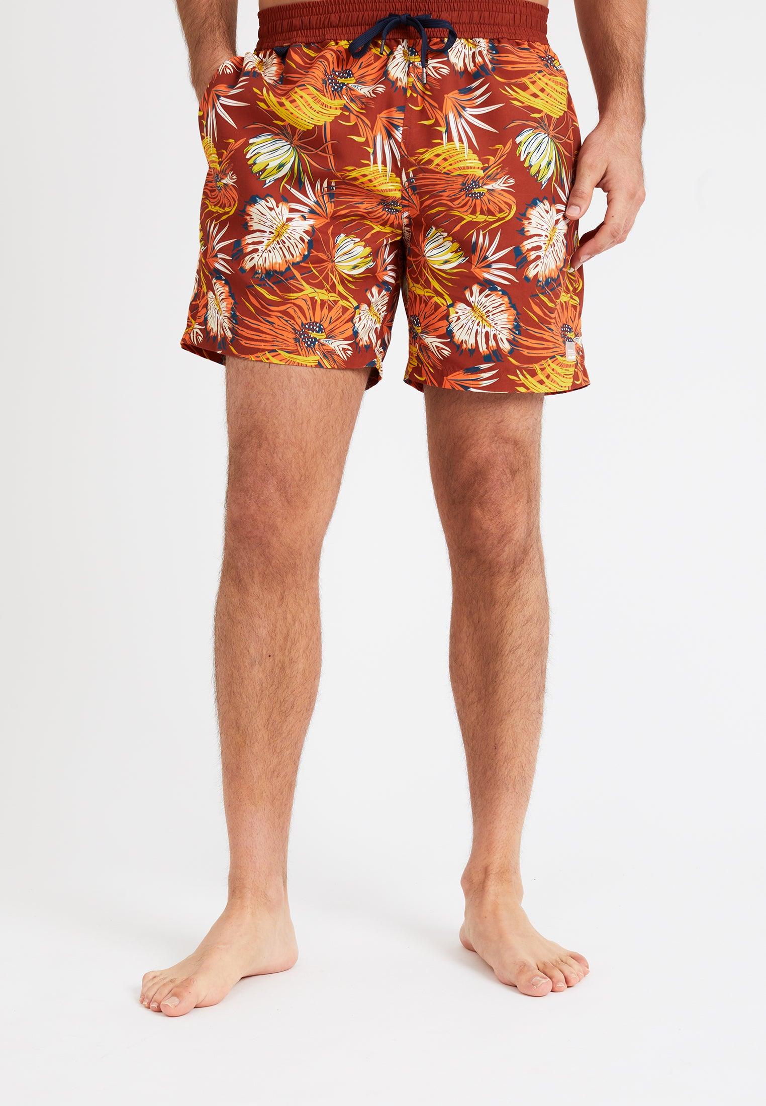 Short de bain homme imprimé végétal