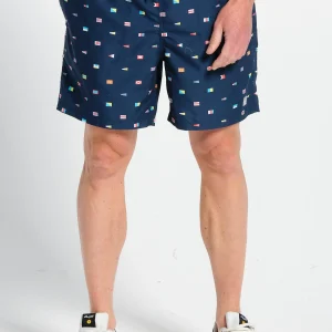 Short de bain homme avec imprimés drapeaux