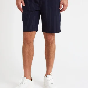 Short chino homme ligné bleu marine