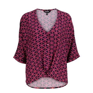 Chemise femme ouverture boutonnée à l'avant, col V, plis à l'avant