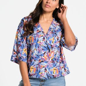 Chemise femme manches tombantes courtes