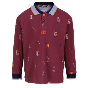 Polo garçon bordeaux avec imprimé Chicago