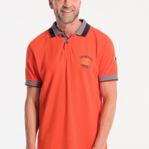Polo homme orange, motif arrière