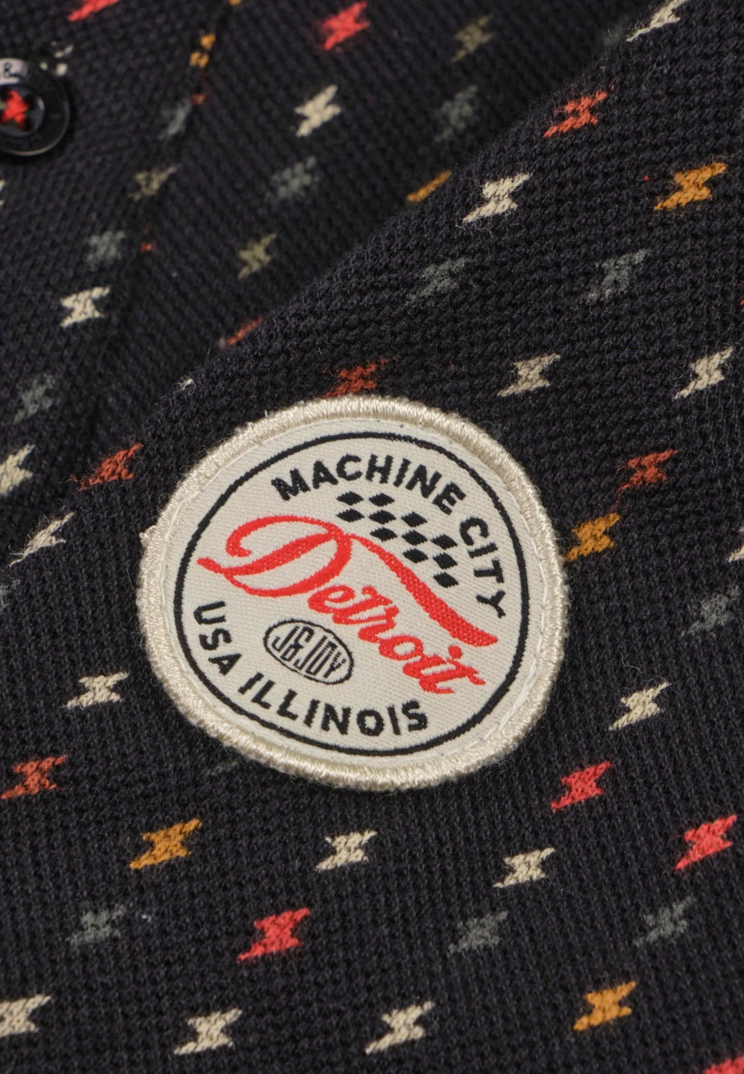 Polo homme noir, imprimé éclairs – Image 9