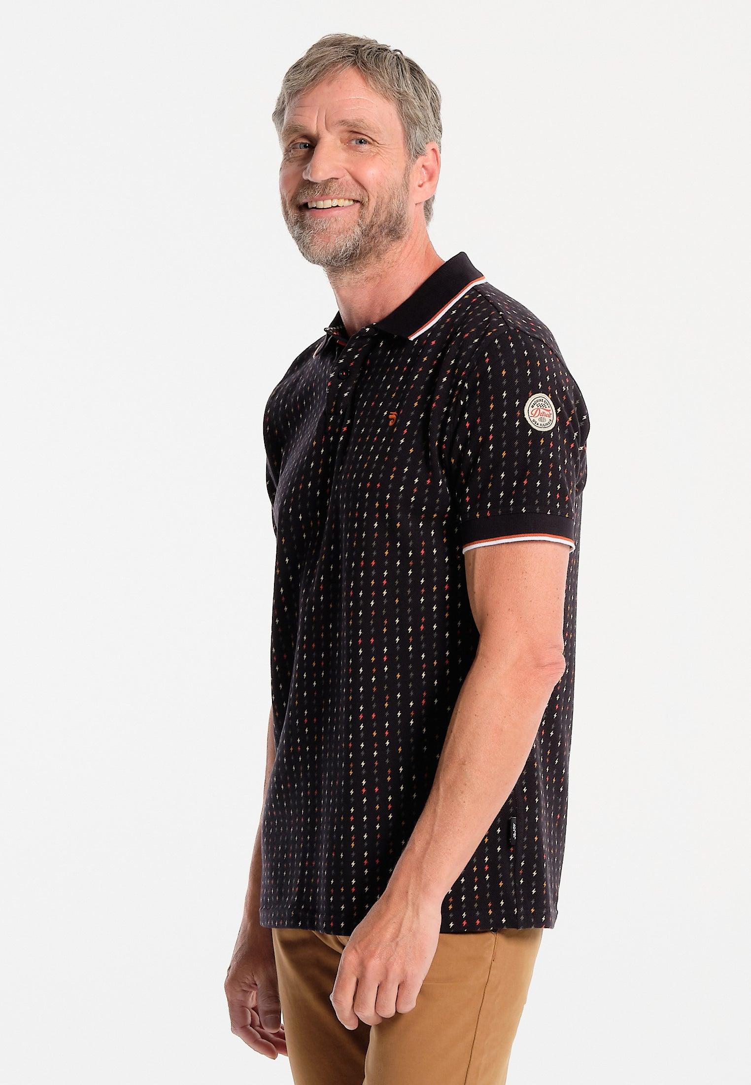 Polo homme noir, imprimé éclairs – Image 3