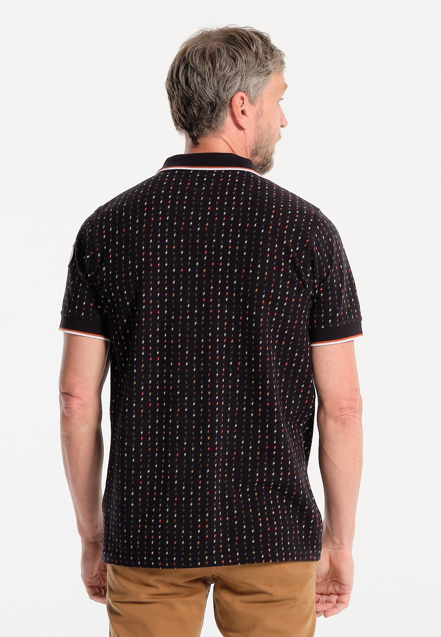 Polo homme noir, imprimé éclairs – Image 4