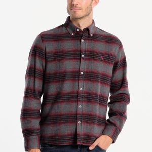 Chemise homme bordeaux à carreaux