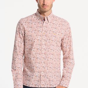 Chemise homme beige avec fleurs