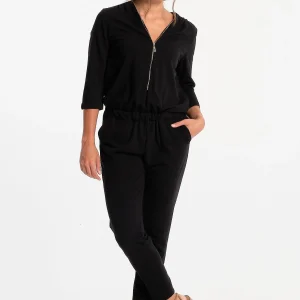 Combinaison femme longue noire avec zip