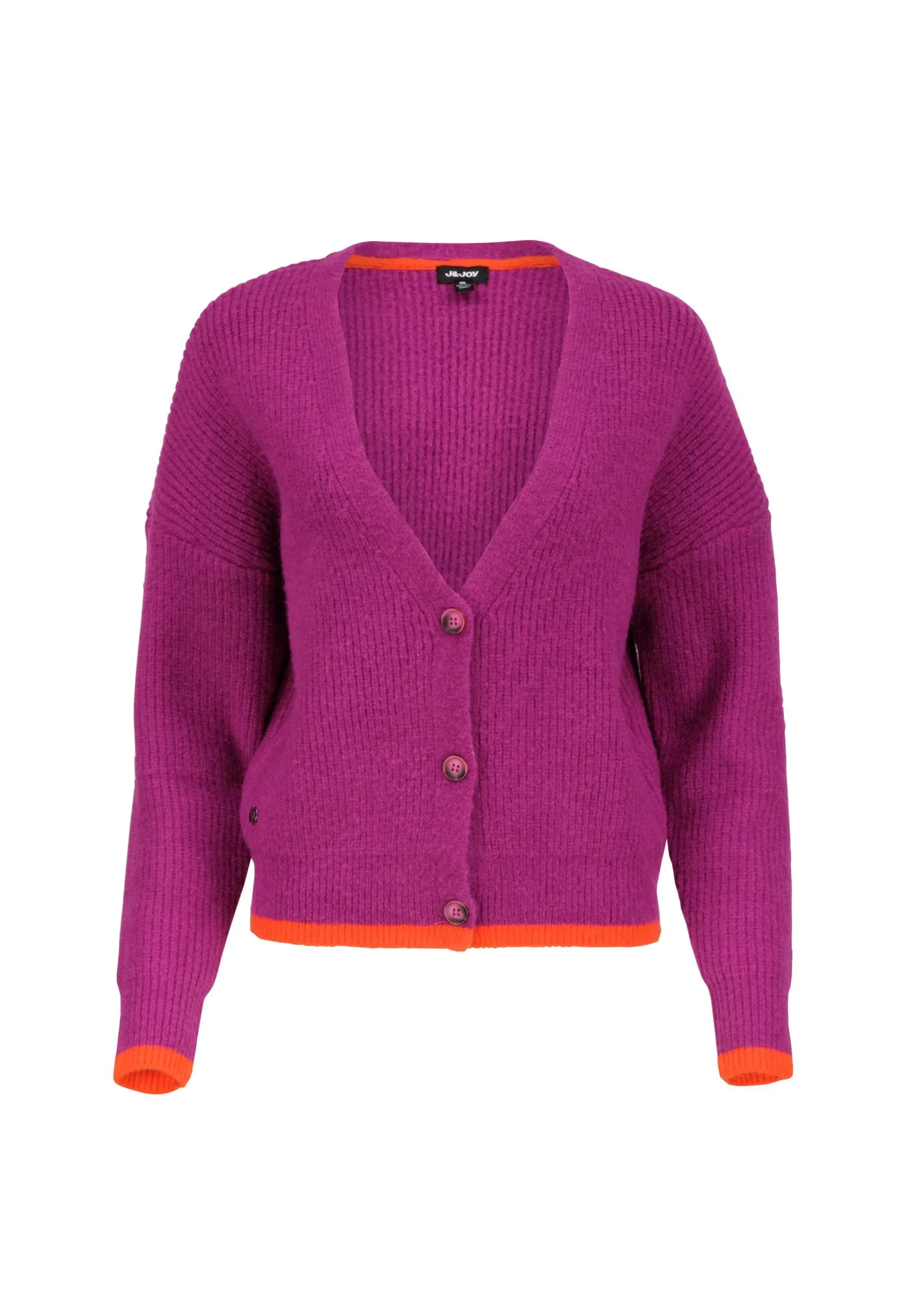 Cardigan femme fuchsia à boutons – Image 3