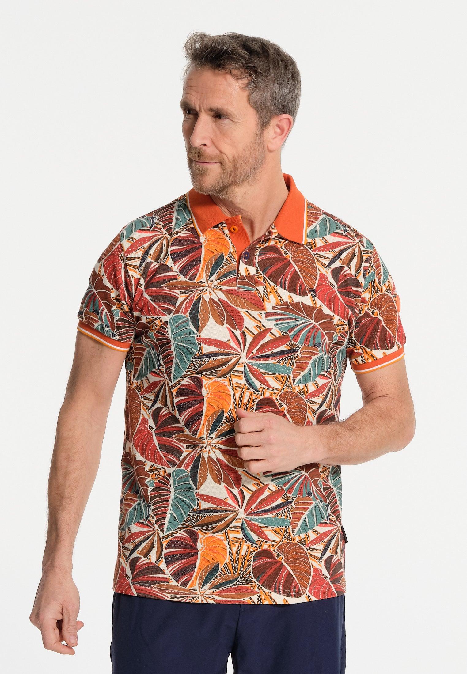 Polo homme orange végétal