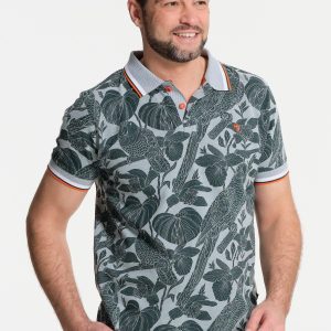 Polo homme oiseaux et feuilles