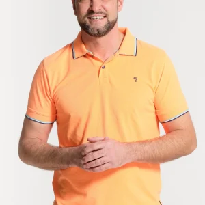 Polo homme orange et finitions contrastées