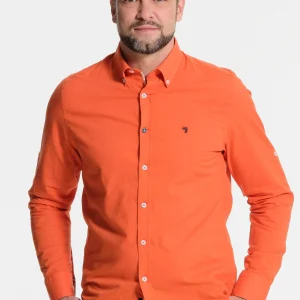 Chemise homme orange - effet lin
