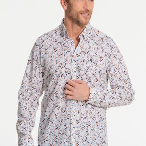 Chemise homme blanche et feuilles