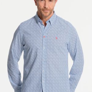 Chemise homme bleue et micro-imprimés