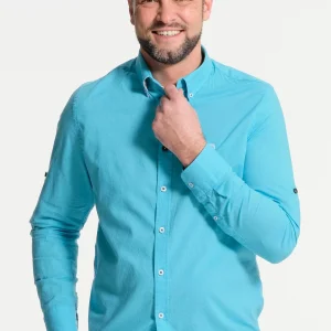Chemise homme bleue - effet lin