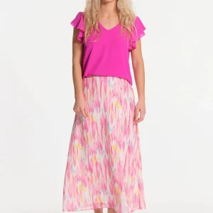 Jupe longue effet pastel avec boutonnière