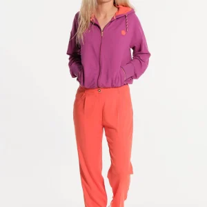 Sweatshirt rose avec tirette et capuche