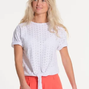 T-shirt blanc cassé avec nœud