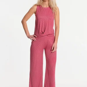 Pantalon coupe évasée avec motifs en mosaïque rouge