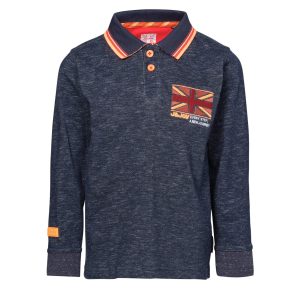Polo garçon bleu avec drapeau Grande-Bretagne