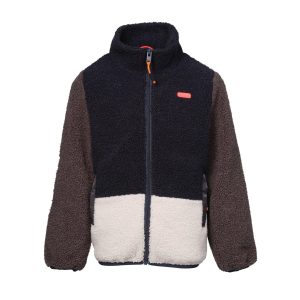 Polar garçon bleu et beige avec tirette et col tombant