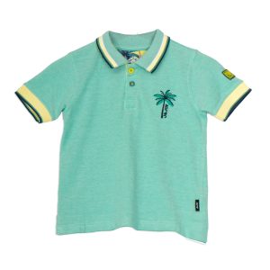 Polo garçon bleu avec logo palmier