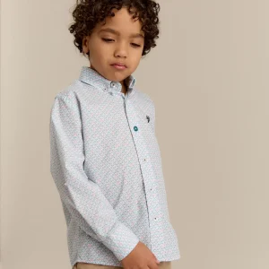 Chemise garçon blanche à motifs