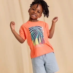 T-shirt garçon orange feuille