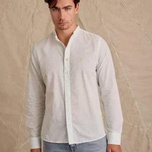 Chemise homme longues manches blanche et verte lignée