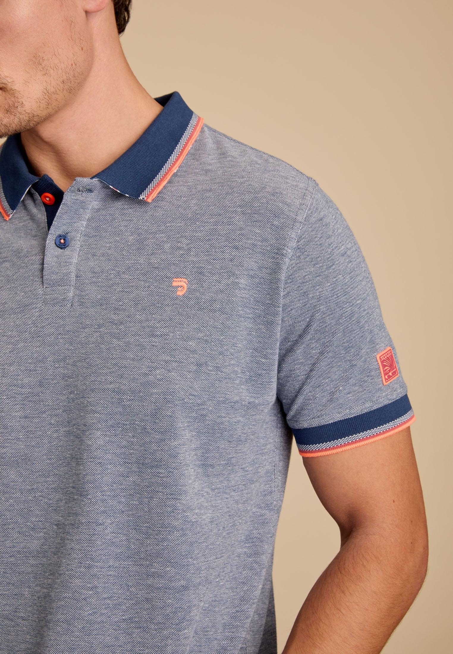 Polo homme bleu avec col contrasté – Image 5